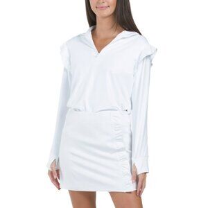 SMITH & QUINN White Grayson Ruffle Shoulder Quarter Zip Jacket